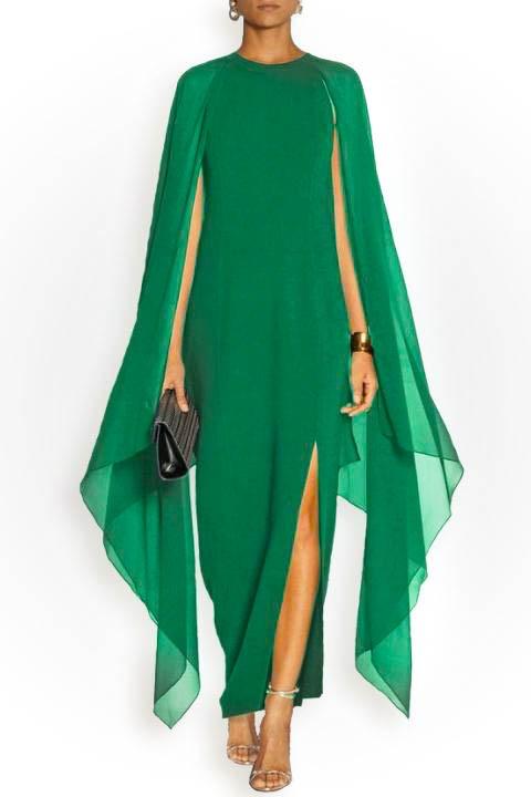 Rochia lungă elegantă Ileana, verde