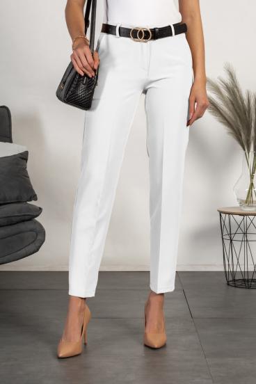 Pantaloni lungi eleganti drepti Tordina, alb