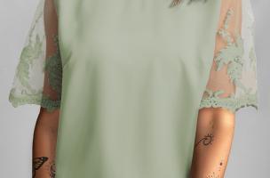 Bluza dama cu maneci transparente Jurana, verde