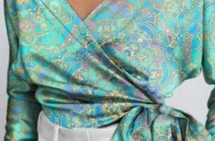 Bluza eleganta cu imprimeu Roveretta, albastru deschis
