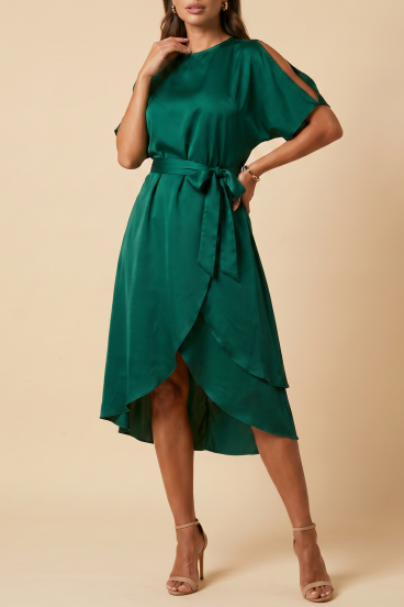 Rochie midi eleganta cu fante Thiena, verde