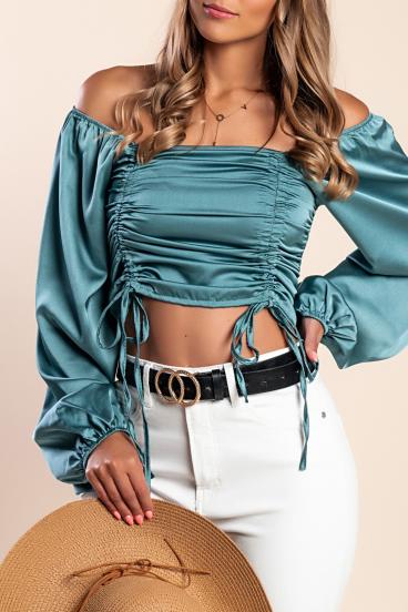 Crop top elegant Livenza, mentă