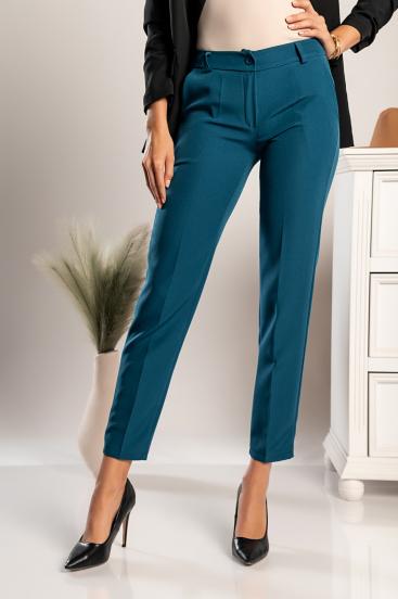 Pantaloni lungi eleganti drepti Tordina, albastru-petrol
