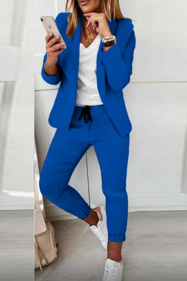 Set pantaloni cu blazer elegant Estrena, albastru