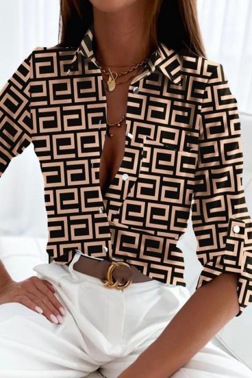 Bluza eleganta cu imprimeu geometric Lavlenta, negru/bej