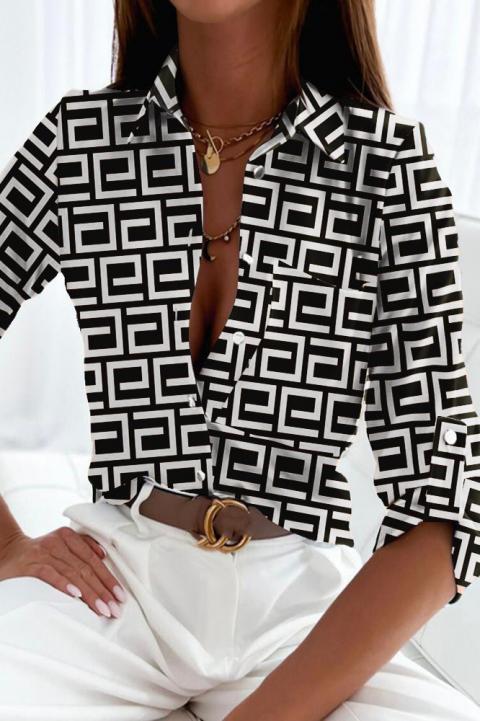 Bluza eleganta cu imprimeu geometric Lavlenta, alba