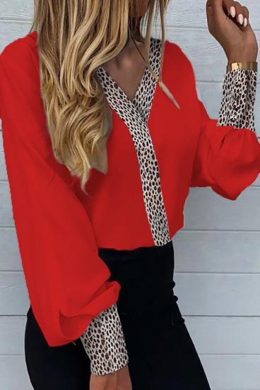 Bluza eleganta cu imprimeu leopard Polina, rosu