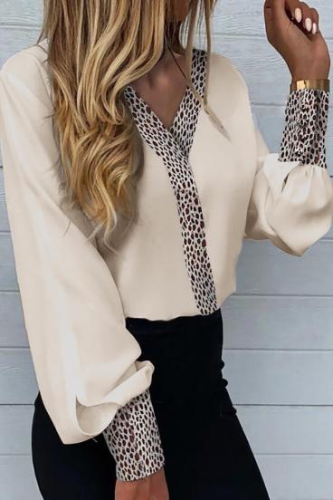 Bluza eleganta cu imprimeu leopard Polina, bej