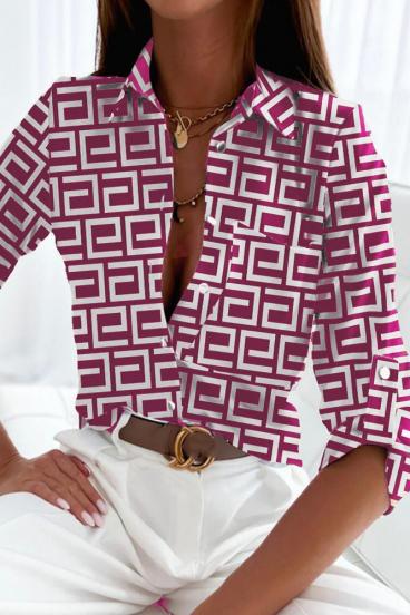 Bluza eleganta cu imprimeu geometric Lavlenta, fucsia