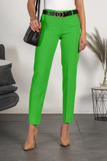 Pantaloni lungi eleganti drepti Tordina, verde deschis