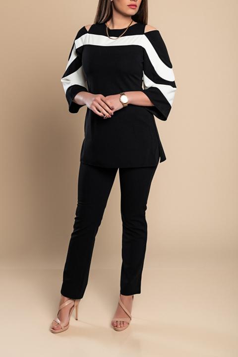 Set elegant de top și pantaloni, negru