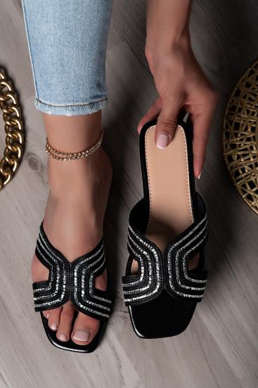 Sandale cu detalii decorative, negre