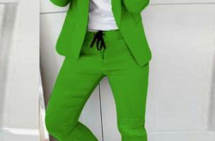 Set pantaloni cu blazer elegant Estrena, verde