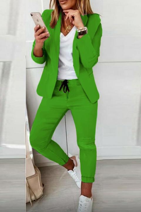 Set pantaloni cu blazer elegant Estrena, verde