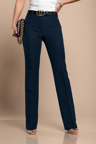 Pantaloni drepti lungi eleganti, albastru inchis