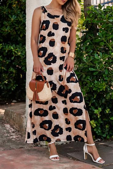 Rochie lungă cu imprimeu, leopard