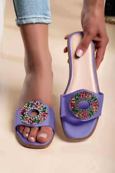 Sandale cu brosa decorativa, liliac