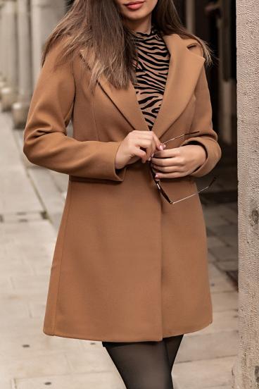 Palton elegant cu un nasture, camel
