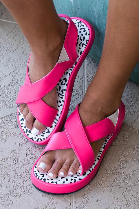Sandale cu imprimeu leopard, roz