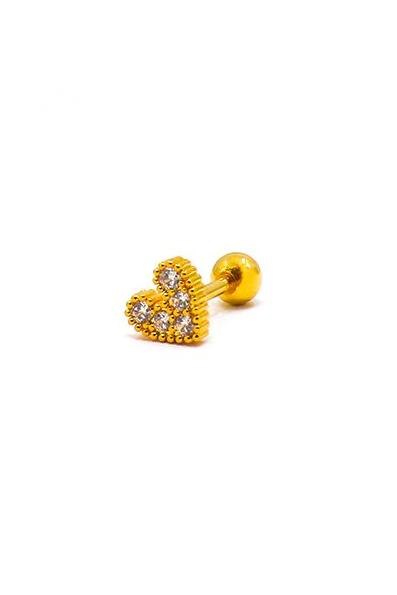 Cercel mini elegant in forma de inima, ART1008, culoare auriu