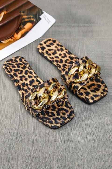 Papuci cu vârf pătrat Befana, Leopard