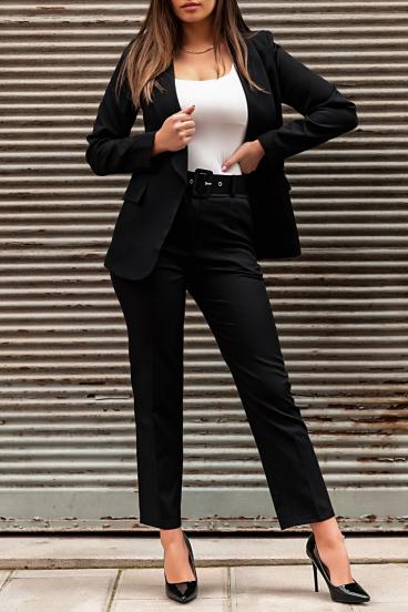 Set elegant blazer și pantaloni, negru