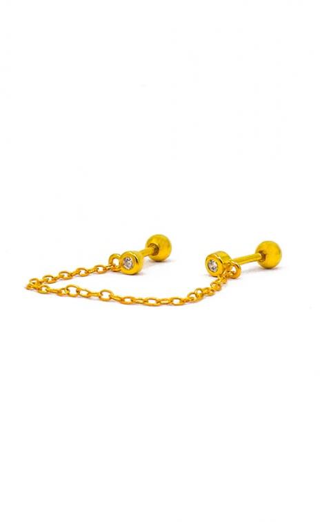 Mini cercel elegant cu lant, ART860, culoare auriu