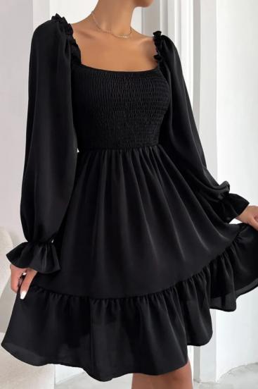 Rochie mini cu volane, neagră