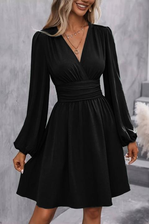 Rochie midi cu talie elastică, neagră