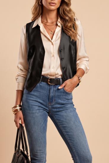 Vestă elegantă cu nasturi, neagra