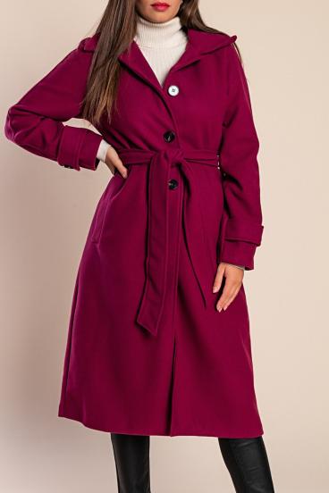 Palton elegant cu nasturi, fucsia
