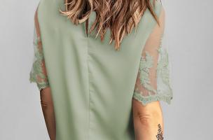 Bluza dama cu maneci transparente Jurana, verde