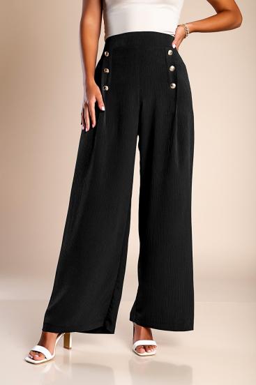 Pantaloni lungi eleganti cu nasturi, negru