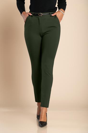 Pantaloni lungi eleganti, verde masliniu