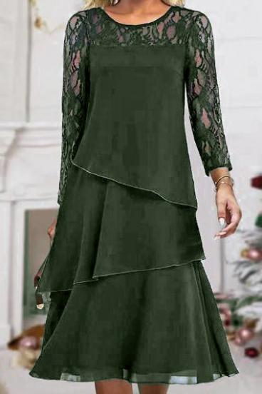 Rochie elegantă cu dantelă, verde măsliniu