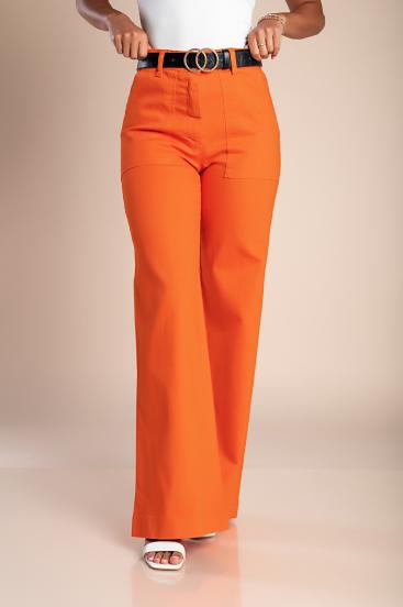 Pantaloni largi din bumbac, portocalii