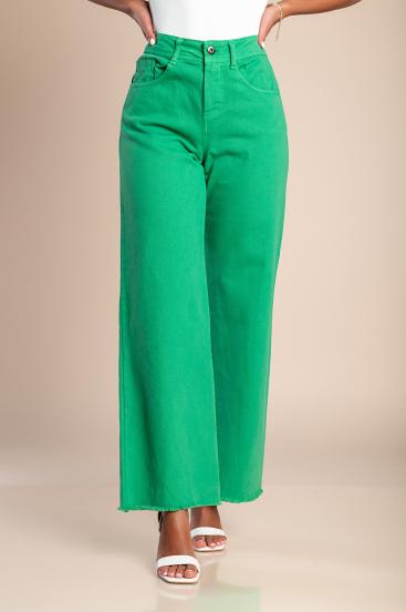 Pantaloni largi din bumbac, verzi
