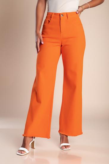 Pantaloni largi din bumbac, portocalii