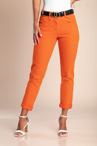 Pantaloni skinny din bumbac, portocalii
