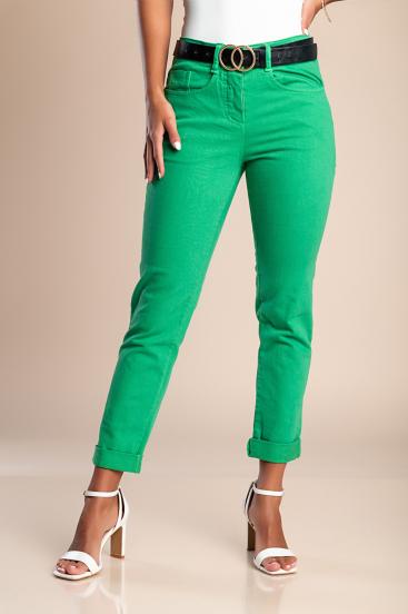 Pantaloni skinny din bumbac, verde deschis
