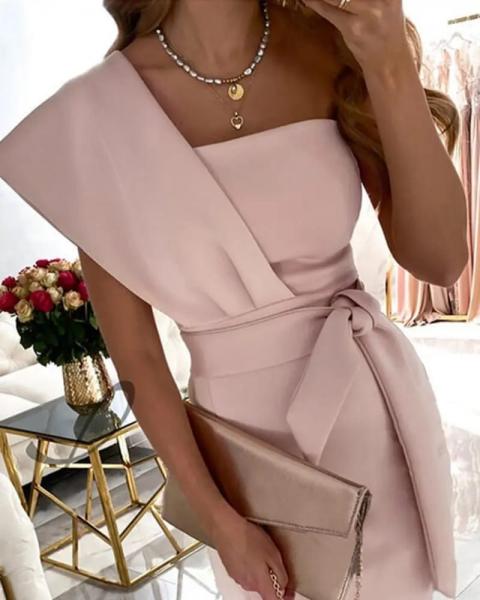 Rochie midi eleganta Triona, roz deschis