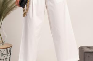 Pantaloni eleganti largi Mancha, alb