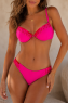 Costum de baie din doua piese cu detaliu decorativ, fucsia
