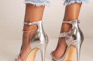 Sandale cu toc Madesima, argintii