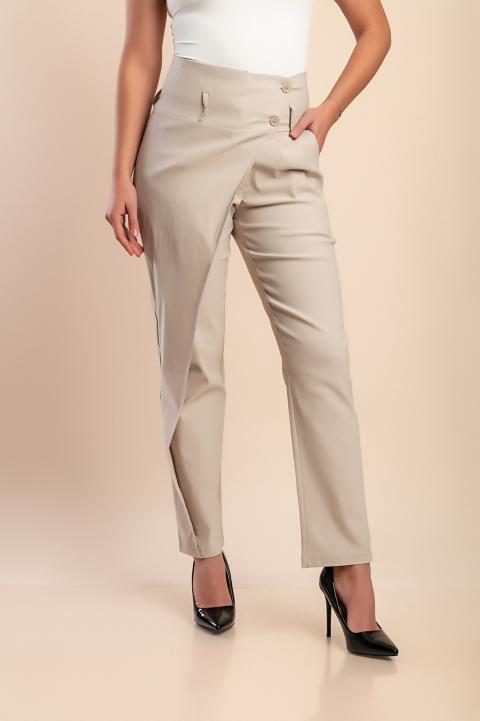 Pantaloni eleganti cu volan, bej