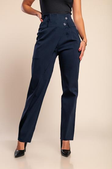 Pantaloni eleganti cu volan, albastru inchis