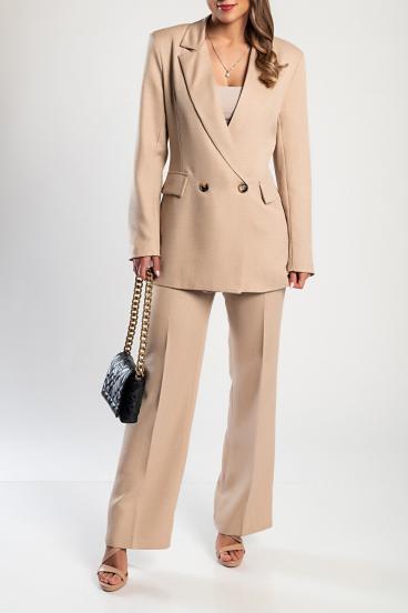 Set elegant blazer si pantaloni, bej