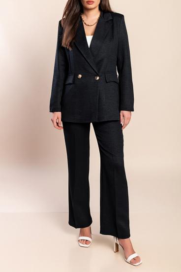 Set elegant blazer și pantaloni, negru