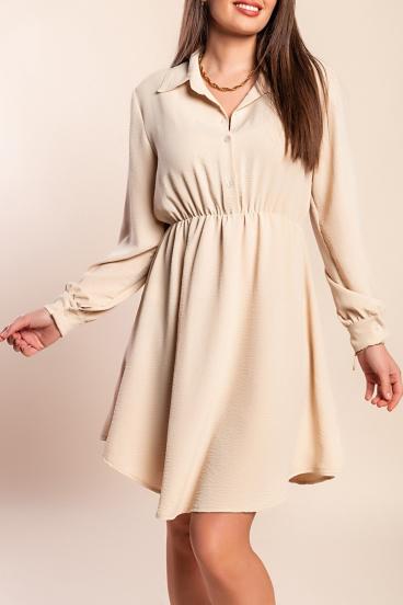 Rochie mini cu nasturi, bej