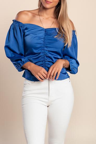 Bluza cu maneci 3/4, albastra